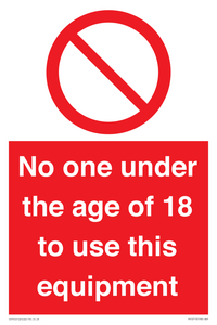 No one under the age of 18 to use this equipment 